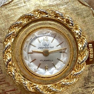 LOT 121: Wittnauer Scarab Band Swiss Watch and Jean Cardot Pendant Watch