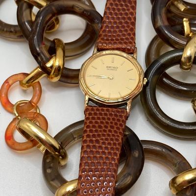 LOT 127: Seiko and Bill Blass Quartz Watches with Vintage Fashion Jewelry