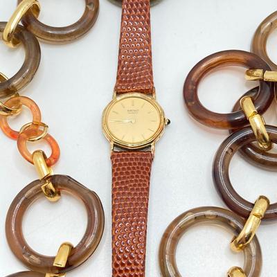 LOT 127: Seiko and Bill Blass Quartz Watches with Vintage Fashion Jewelry