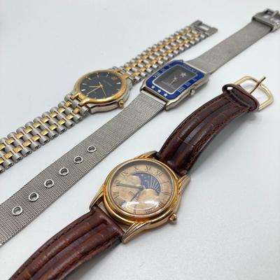 LOT 132: Vintage Watch Collection - Fossil Sun Moon Calendar, Tommy, Wilson, Dickies and Sergio Valente