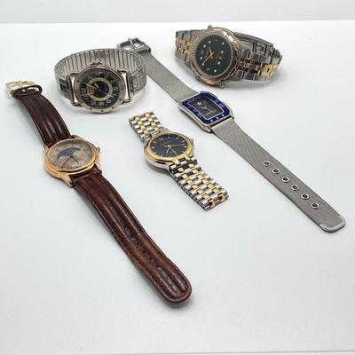 LOT 132: Vintage Watch Collection - Fossil Sun Moon Calendar, Tommy, Wilson, Dickies and Sergio Valente
