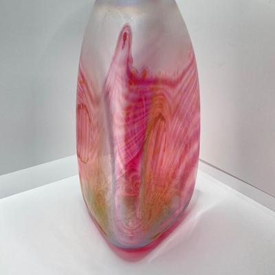 LOT 139: Vintage Wheaton Village Iridescent Art Glass Bottle (WV '04) and Glass Grapes
