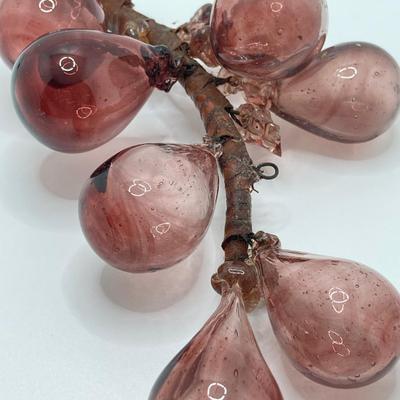 LOT 139: Vintage Wheaton Village Iridescent Art Glass Bottle (WV '04) and Glass Grapes