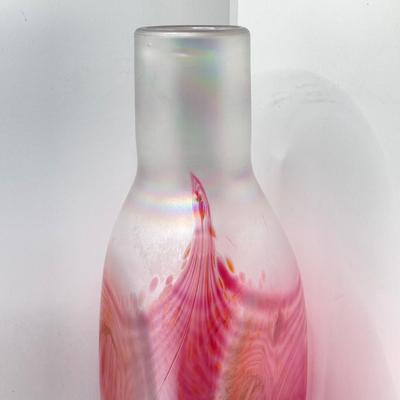LOT 139: Vintage Wheaton Village Iridescent Art Glass Bottle (WV '04) and Glass Grapes