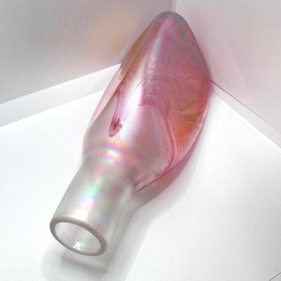 LOT 139: Vintage Wheaton Village Iridescent Art Glass Bottle (WV '04) and Glass Grapes