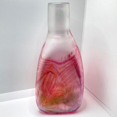 LOT 139: Vintage Wheaton Village Iridescent Art Glass Bottle (WV '04) and Glass Grapes