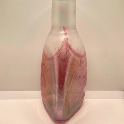 LOT 139: Vintage Wheaton Village Iridescent Art Glass Bottle (WV '04) and Glass Grapes