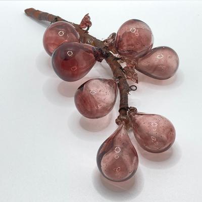 LOT 139: Vintage Wheaton Village Iridescent Art Glass Bottle (WV '04) and Glass Grapes
