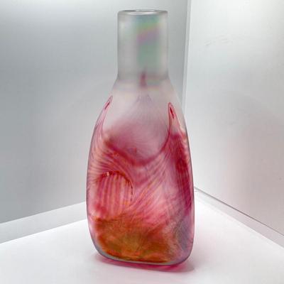 LOT 139: Vintage Wheaton Village Iridescent Art Glass Bottle (WV '04) and Glass Grapes