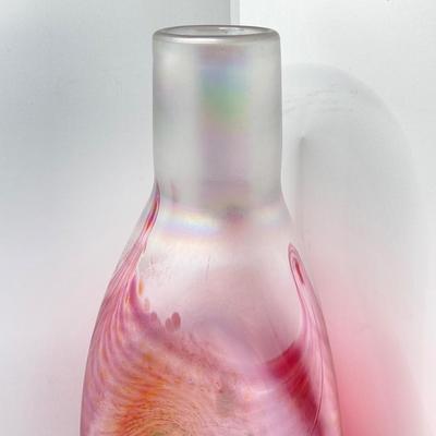 LOT 139: Vintage Wheaton Village Iridescent Art Glass Bottle (WV '04) and Glass Grapes