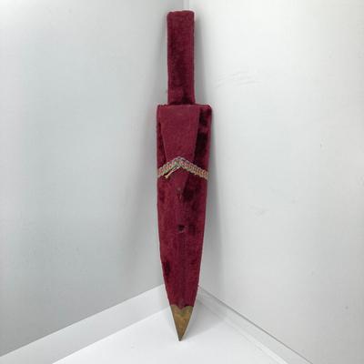 LOT 141: Vintage Brass Handle Eagle Dagger / Knife with Decorated Sheath / Scabbard