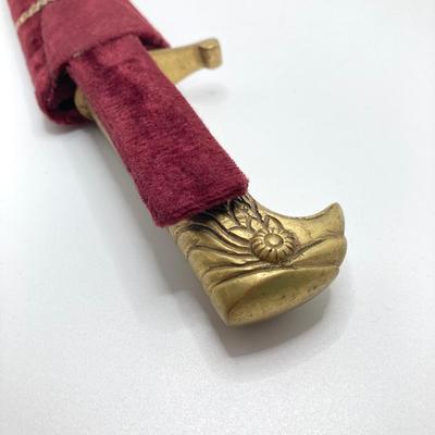 LOT 141: Vintage Brass Handle Eagle Dagger / Knife with Decorated Sheath / Scabbard