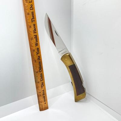LOT 142: Vintage Gerber Folding Sportsman III Knife with Sheath Item No. 6406 Portland OR in Original Box (New Old Stock)