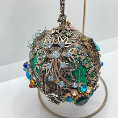 LOT 143: Vintage Decorative Collection - Handmade Ornament, Painted Large Glass Beads and Carved Elephant