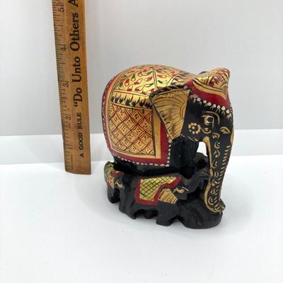 LOT 143: Vintage Decorative Collection - Handmade Ornament, Painted Large Glass Beads and Carved Elephant