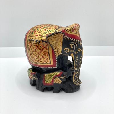LOT 143: Vintage Decorative Collection - Handmade Ornament, Painted Large Glass Beads and Carved Elephant