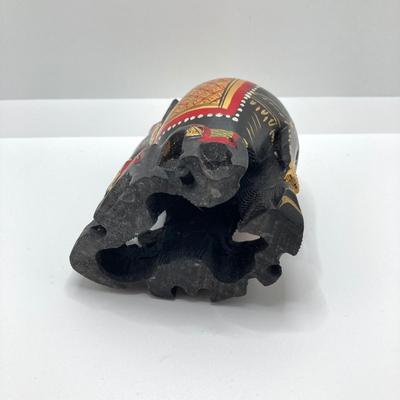 LOT 143: Vintage Decorative Collection - Handmade Ornament, Painted Large Glass Beads and Carved Elephant