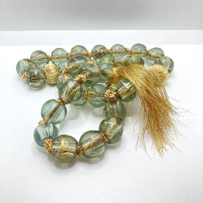 LOT 143: Vintage Decorative Collection - Handmade Ornament, Painted Large Glass Beads and Carved Elephant