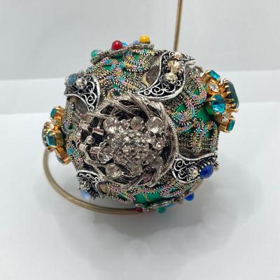 LOT 143: Vintage Decorative Collection - Handmade Ornament, Painted Large Glass Beads and Carved Elephant