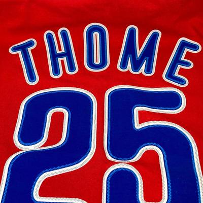 LOT 146: Vintage Philadelphia Phillies Collection - Youth Tackle Twill Jim Thome #25 T-Shirt, Crocheted Phanatic, Italian Baseball Cap,...