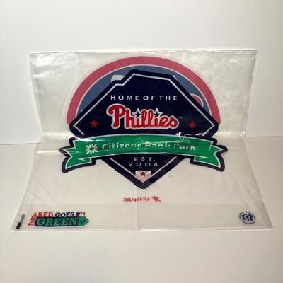 LOT 146: Vintage Philadelphia Phillies Collection - Youth Tackle Twill Jim Thome #25 T-Shirt, Crocheted Phanatic, Italian Baseball Cap,...