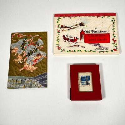 LOT 147: Vintage Christmas Collection - Stamps, Post Cards, Home Decor and Silvestri Kaleidoscope and More