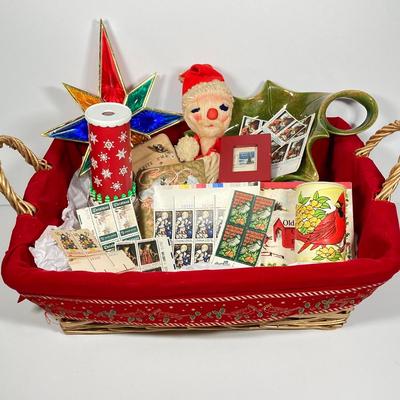LOT 147: Vintage Christmas Collection - Stamps, Post Cards, Home Decor and Silvestri Kaleidoscope and More