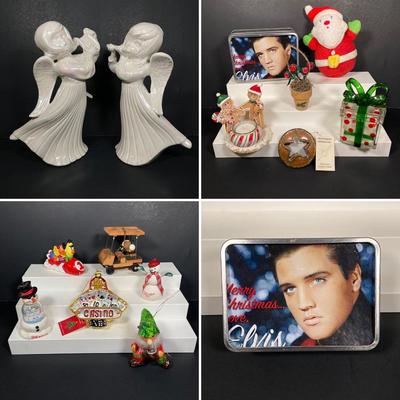 LOT 148: Collection of Vintage Christmas / Holiday Decorations / Ornaments - Yankee Candle, Disney, Sesame Street, Elvis and More