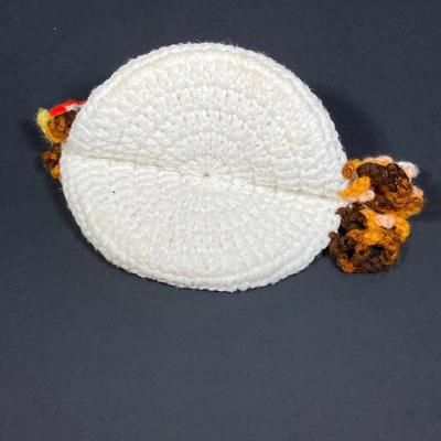 LOT 149: The Chicken and The Egg - Mosaic Decorative Hen, Onyx Eggs in Ceramic Holder and Crocheted Pot Holder