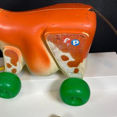 LOT 151: Vintage Fisher Price Toy Collection - Cow, Turtles and Toot Toot Train