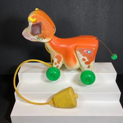 LOT 151: Vintage Fisher Price Toy Collection - Cow, Turtles and Toot Toot Train
