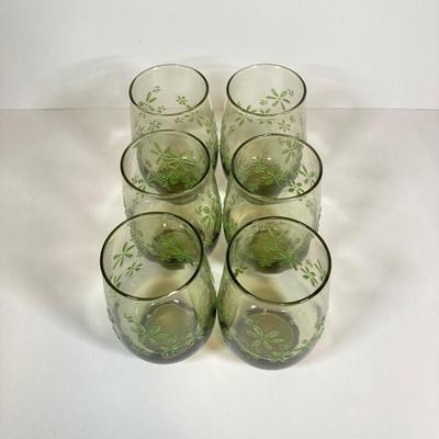 LOT 153: Six Libbey's Mint Bouquet Green Mid-Century Modern Glassware