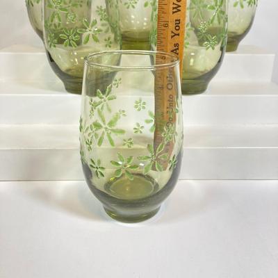 LOT 153: Six Libbey's Mint Bouquet Green Mid-Century Modern Glassware
