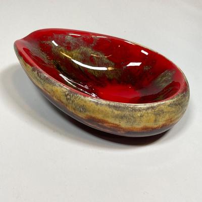 LOT 156: Vintage Hand Painted Red Italian Ceramic Pipe Spout Vase and Ashtray