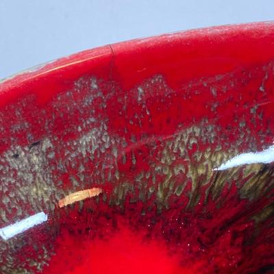 LOT 156: Vintage Hand Painted Red Italian Ceramic Pipe Spout Vase and Ashtray
