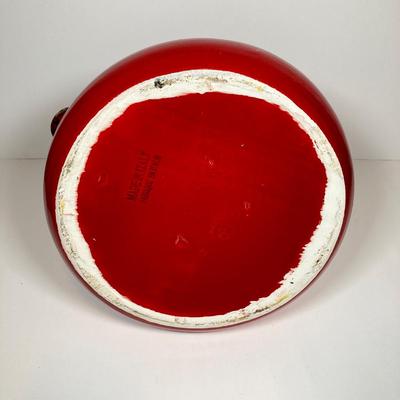 LOT 156: Vintage Hand Painted Red Italian Ceramic Pipe Spout Vase and Ashtray