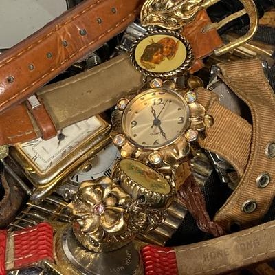 LOT 157: Collection of Watches - Wear, Repair, Parts, Crafting (Benrus, Futura, Guess, Kelton, Timex and More)