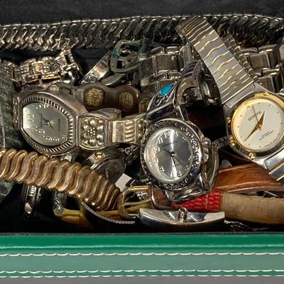 LOT 157: Collection of Watches - Wear, Repair, Parts, Crafting (Benrus, Futura, Guess, Kelton, Timex and More)