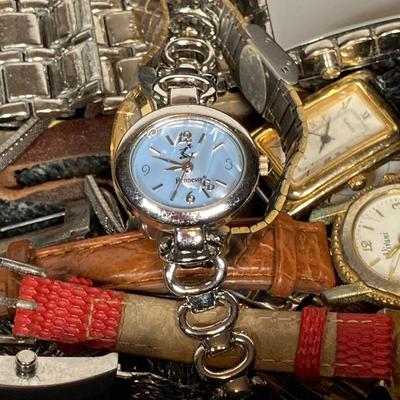 LOT 157: Collection of Watches - Wear, Repair, Parts, Crafting (Benrus, Futura, Guess, Kelton, Timex and More)