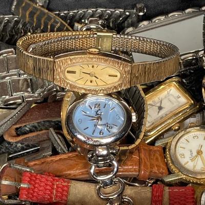 LOT 157: Collection of Watches - Wear, Repair, Parts, Crafting (Benrus, Futura, Guess, Kelton, Timex and More)