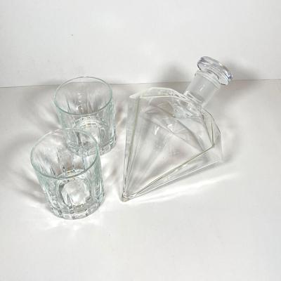 LOT 158: Entertaining / Bar Collection - Diamond Shaped Decanter, Shot Glasses, Ruby Red Glasses, Bookbinder's Stirrers, Libra Cloth...