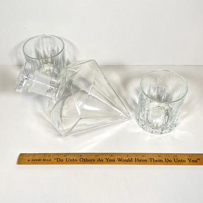 LOT 158: Entertaining / Bar Collection - Diamond Shaped Decanter, Shot Glasses, Ruby Red Glasses, Bookbinder's Stirrers, Libra Cloth...