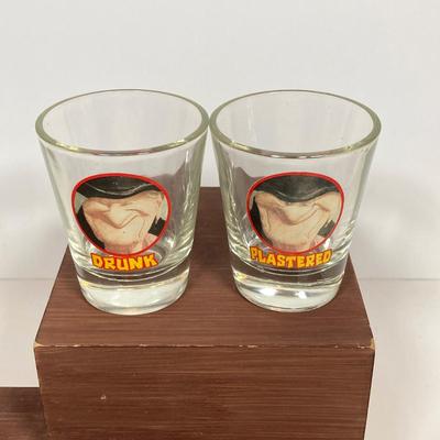LOT 158: Entertaining / Bar Collection - Diamond Shaped Decanter, Shot Glasses, Ruby Red Glasses, Bookbinder's Stirrers, Libra Cloth...