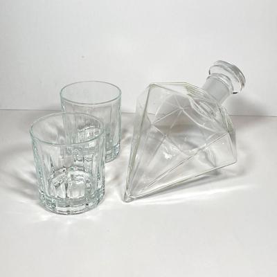 LOT 158: Entertaining / Bar Collection - Diamond Shaped Decanter, Shot Glasses, Ruby Red Glasses, Bookbinder's Stirrers, Libra Cloth...