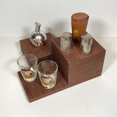 LOT 158: Entertaining / Bar Collection - Diamond Shaped Decanter, Shot Glasses, Ruby Red Glasses, Bookbinder's Stirrers, Libra Cloth...