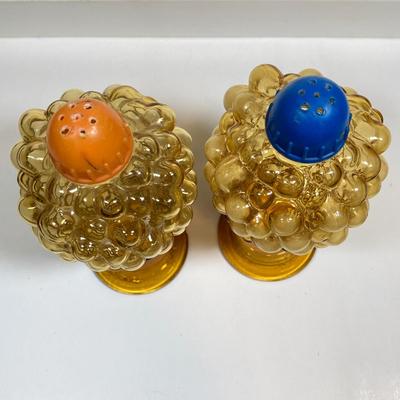 LOT 159: Mid-Century Modern Collection - Georges Briard Bowl, Nigor Amber Italy Grapes Salt and Pepper Shakers, Love Is Mug and More