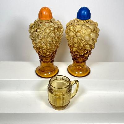 LOT 159: Mid-Century Modern Collection - Georges Briard Bowl, Nigor Amber Italy Grapes Salt and Pepper Shakers, Love Is Mug and More