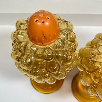 LOT 159: Mid-Century Modern Collection - Georges Briard Bowl, Nigor Amber Italy Grapes Salt and Pepper Shakers, Love Is Mug and More