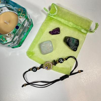 LOT 160: Vintage Occult Collection - Tarot Cards, Zodiac Globe, Crystals / Stones, Collapsible Magician / Top Hat and More
