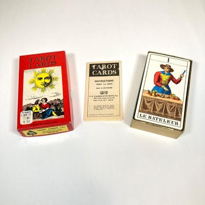 LOT 160: Vintage Occult Collection - Tarot Cards, Zodiac Globe, Crystals / Stones, Collapsible Magician / Top Hat and More